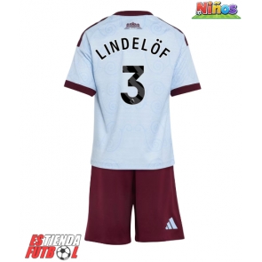 Aston Villa Victor Lindelof #3 Tercera Equipación Niños 2026-27 Manga Corta (+ Pantalones cortos)